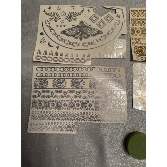 Temporary Tattoos Set Gold Silver Sponge Boho Bohemian Festival Jewelry - Picture 3 of 3